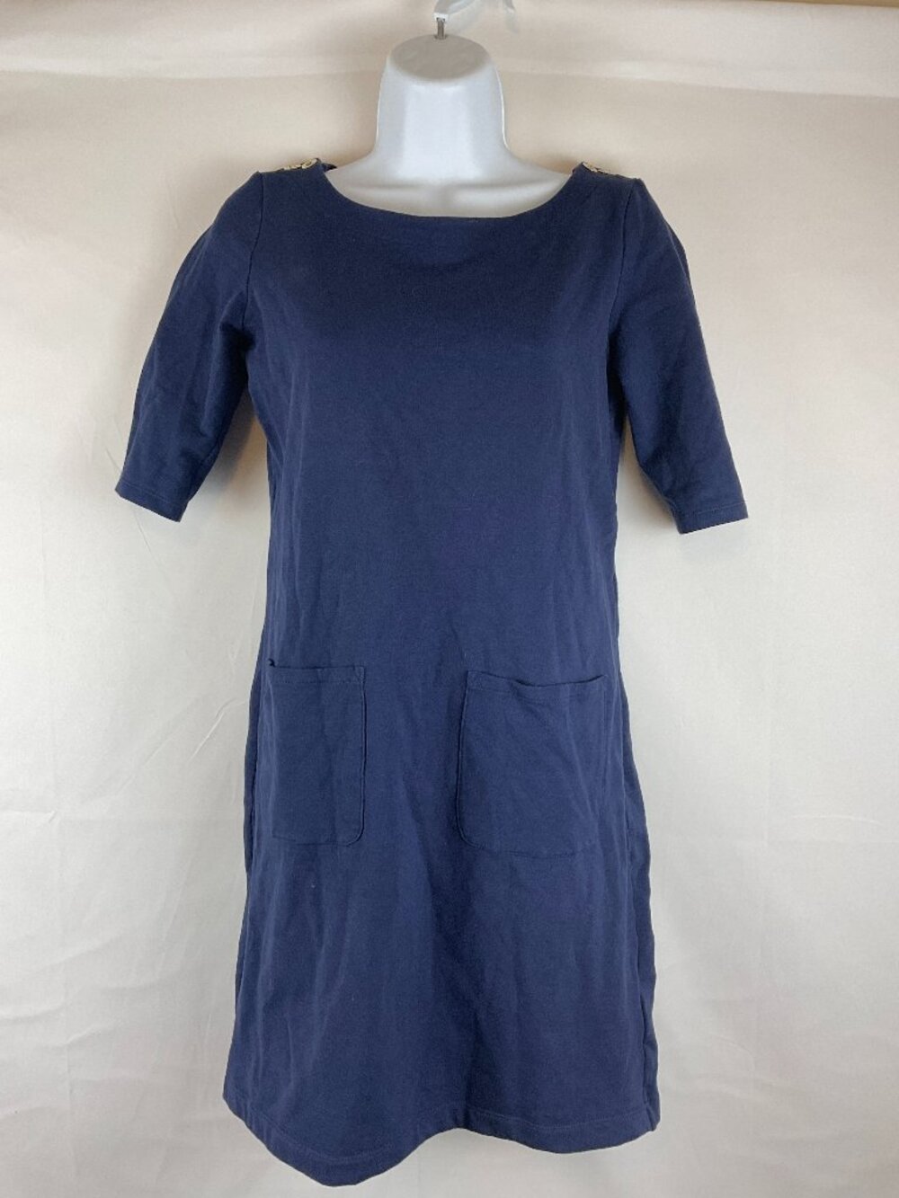 Lilly Pulitzer Lilah Dress XS Navy Blue Half Sleeve Pockets